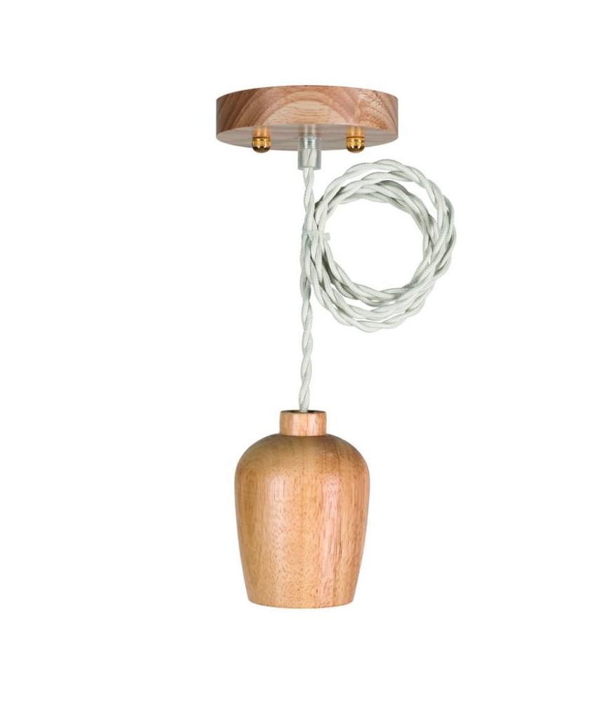 E27 + 1.5m textile cable beige, wooden-Lighting for every space-Svetila.eu