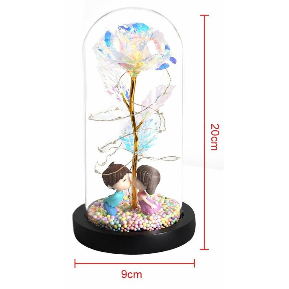 LED Glass Dome LED Enchanted Galaxy Rose with Fairy Lights in Dome-AE-Svetila.eu