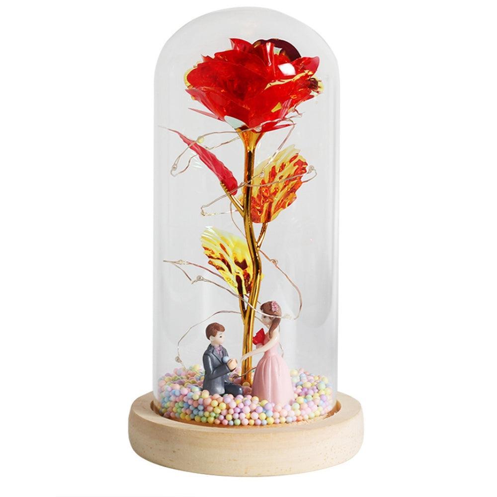 LED Glass Dome LED Enchanted Galaxy Rose with Fairy Lights in Dome-AE-Svetila.eu