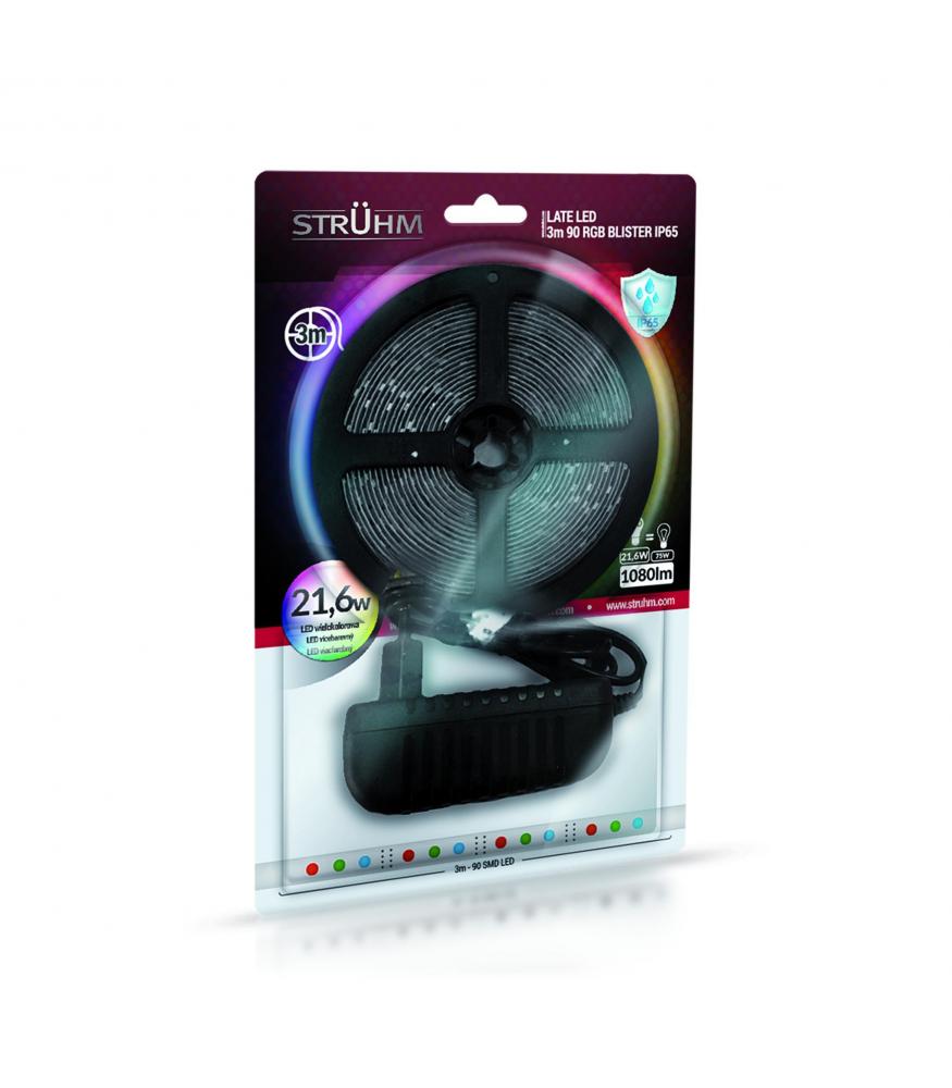 LED Strip 21,6W LATE 90 RGB 3 meter, 220V mains & remote, waterproof IP65-LED Strips for Lighting-Svetila.eu