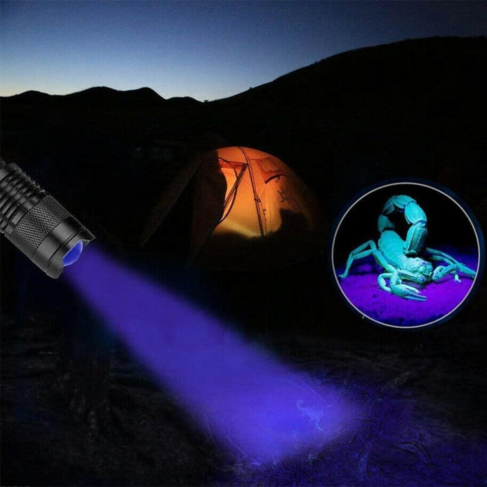 Mini LED Zoomable UV Flashlight Ultraviolet Flashlight Black Light Fake Bill and Urine Stain Detector- Battery Operated-UV Flashlight-Svetila.eu