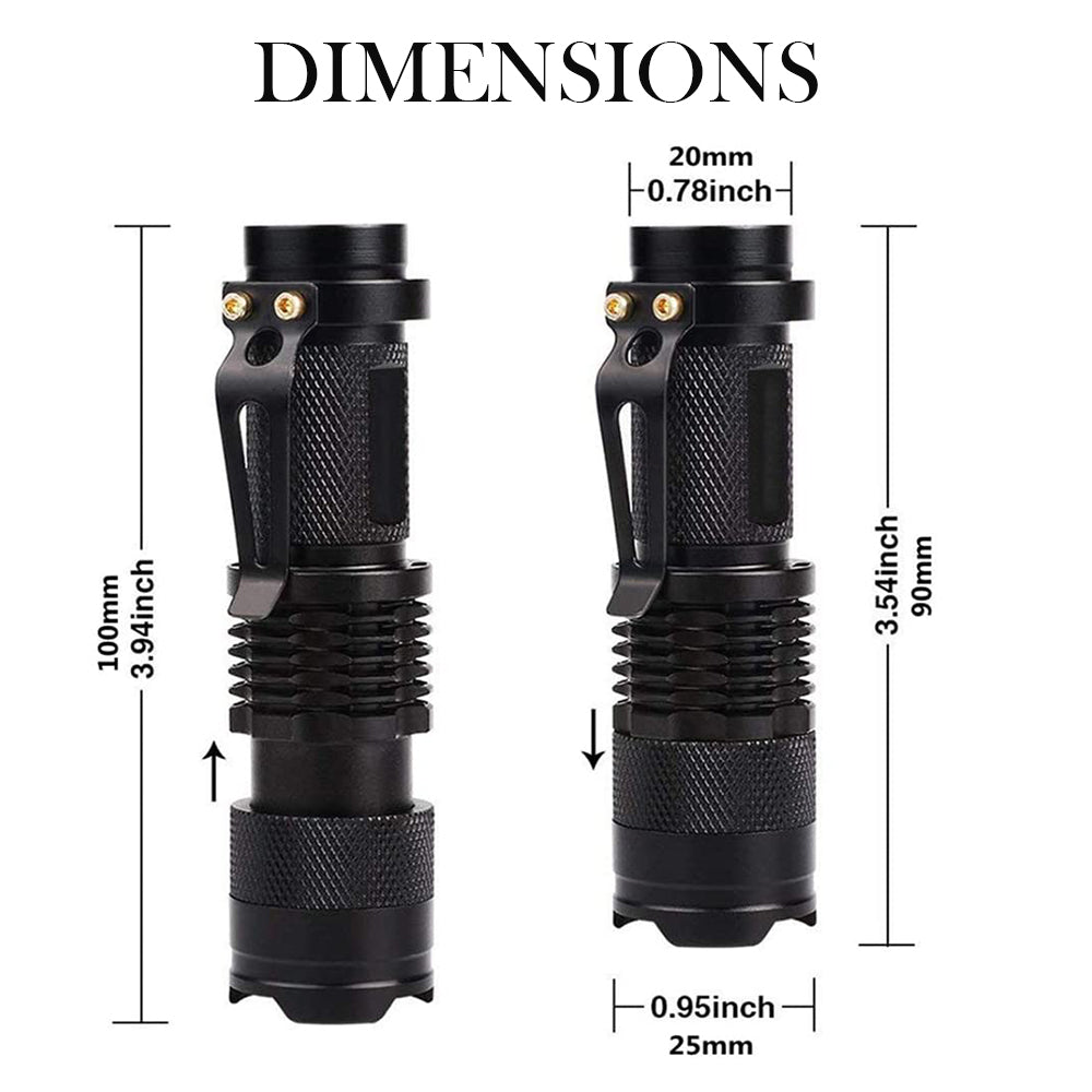 Mini LED Zoomable UV Flashlight Ultraviolet Flashlight Black Light Fake Bill and Urine Stain Detector- Battery Operated-UV Flashlight-Svetila.eu