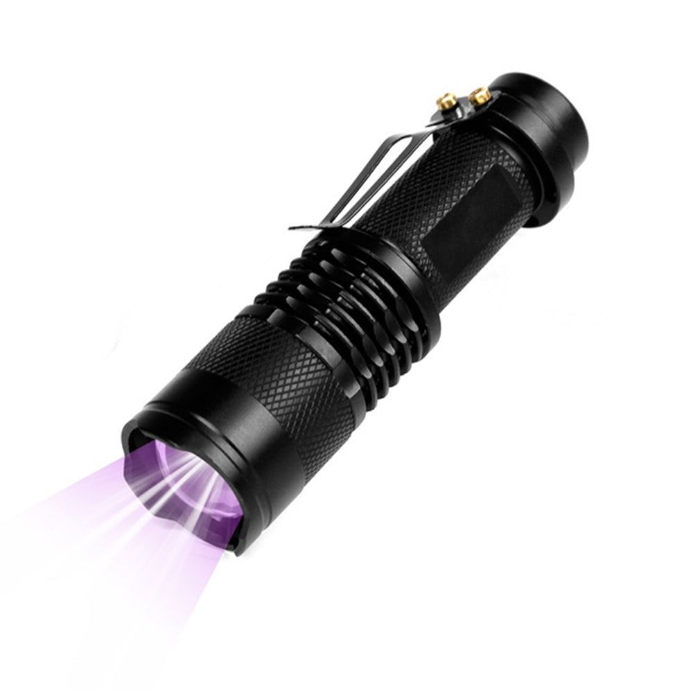 Mini LED Zoomable UV Flashlight Ultraviolet Flashlight Black Light Fake Bill and Urine Stain Detector- Battery Operated-UV Flashlight-Svetila.eu