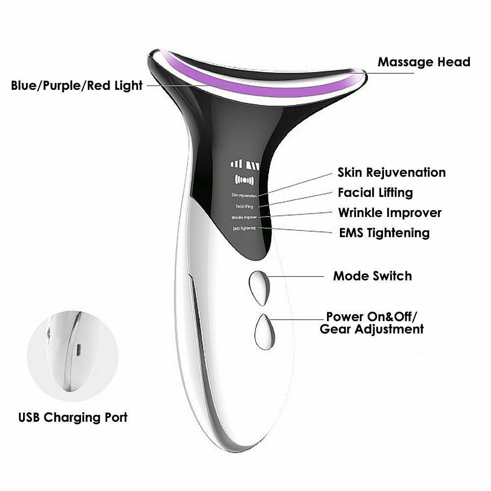 Skin Rejuvenation EMS LED Photon Therapy Neck Massager- USB Charging-Skin Care-Svetila.eu