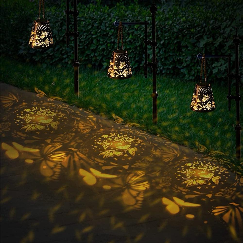Solar Powered LED Hanging Lantern Butterfly Flower Projection Lamp-AE-Svetila.eu