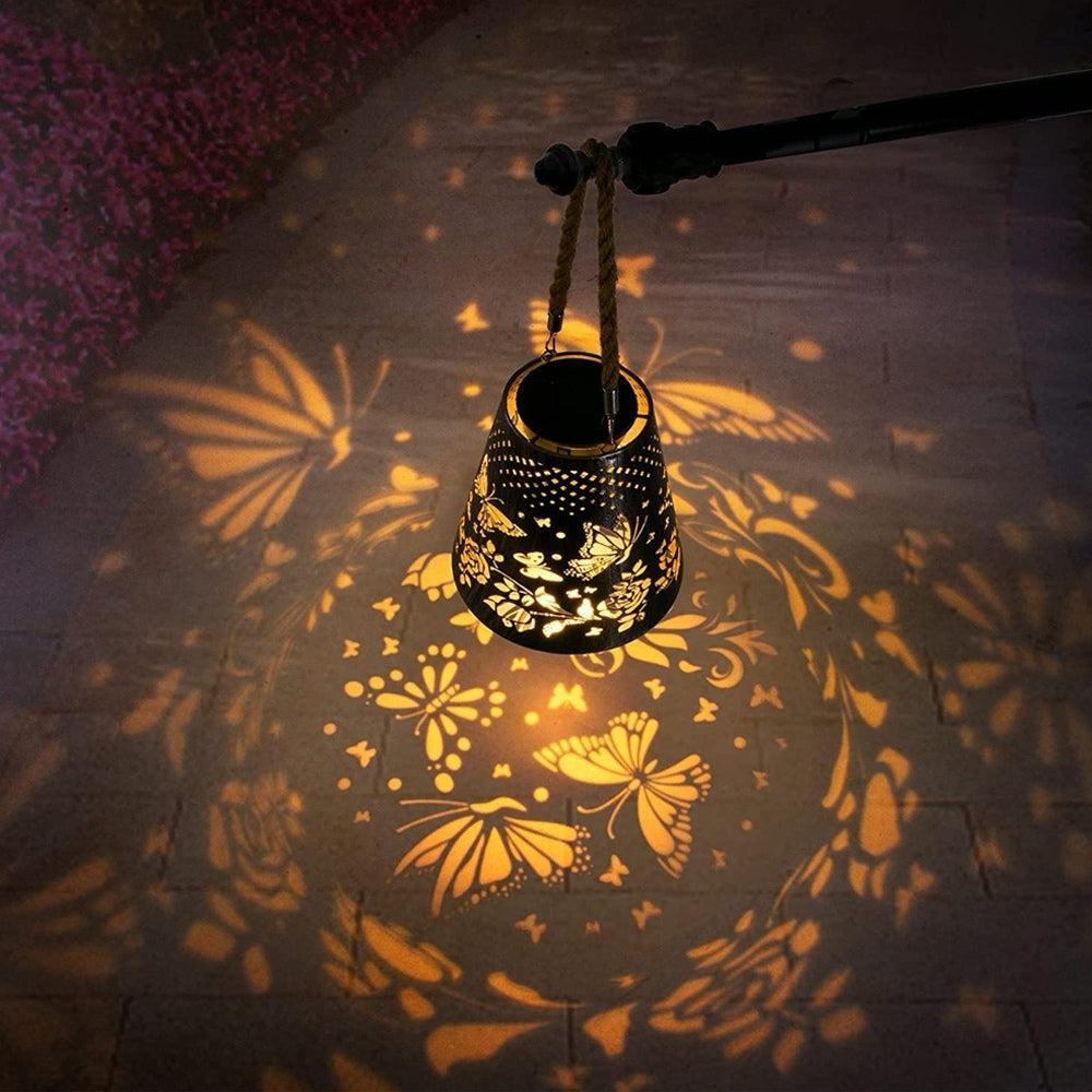 Solar Powered LED Hanging Lantern Butterfly Flower Projection Lamp-AE-Svetila.eu