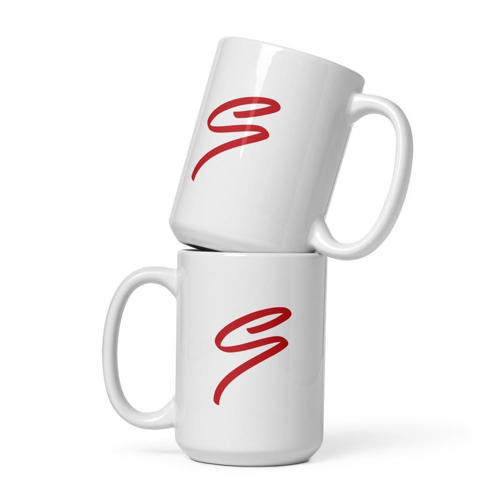 White glossy mug with our logo-Svetila.eu