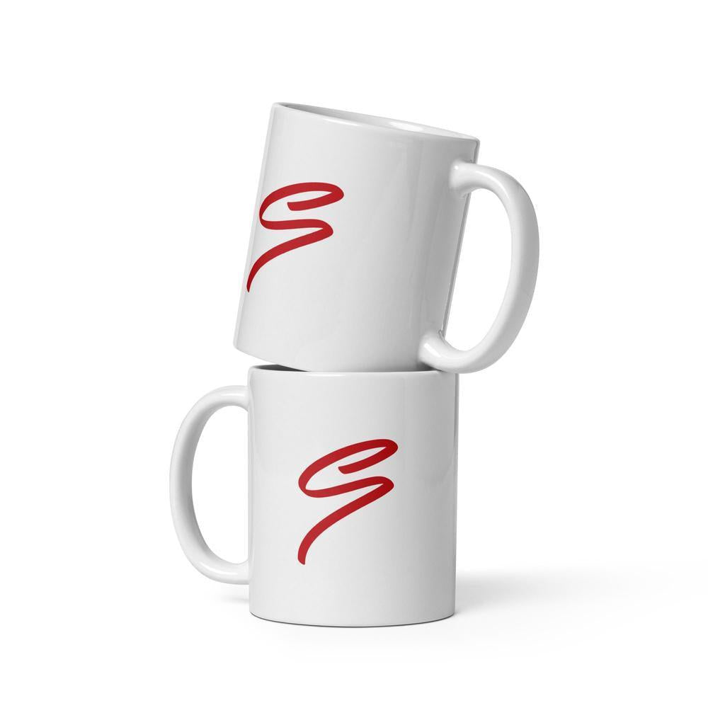 White glossy mug with our logo-Svetila.eu