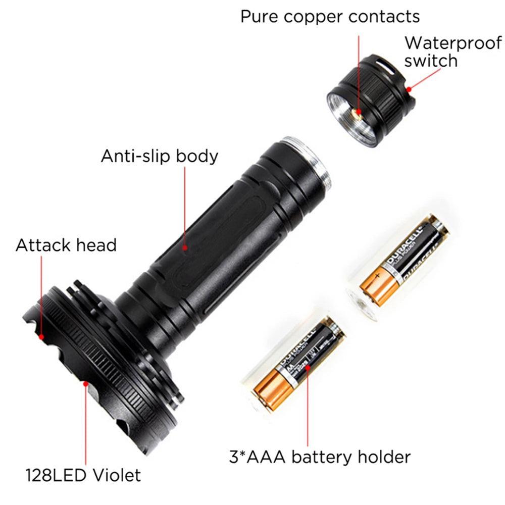 Battery Operated 128 UV LED Flashlight Pet Urine Detector-Flashlight-Svetila.eu