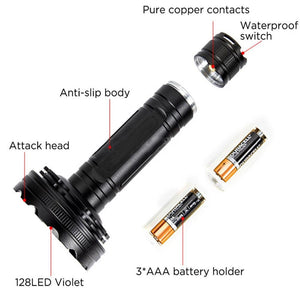 Battery Operated 128 UV LED Flashlight Pet Urine Detector-Flashlight-Svetila.eu