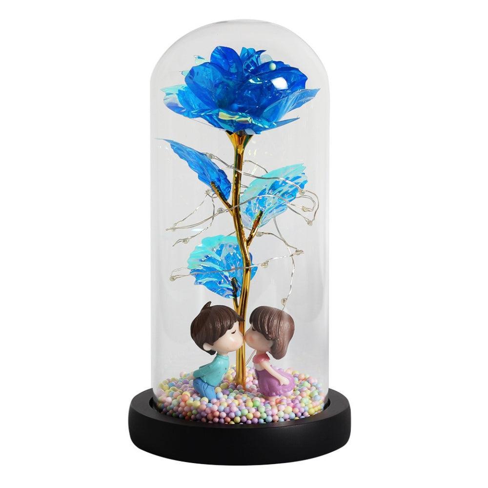 LED Glass Dome LED Enchanted Galaxy Rose with Fairy Lights in Dome-AE-Svetila.eu