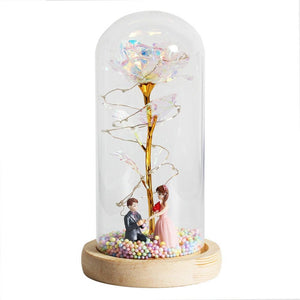 LED Glass Dome LED Enchanted Galaxy Rose with Fairy Lights in Dome-AE-Svetila.eu