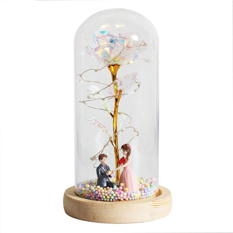 LED Glass Dome LED Enchanted Galaxy Rose with Fairy Lights in Dome-AE-Svetila.eu