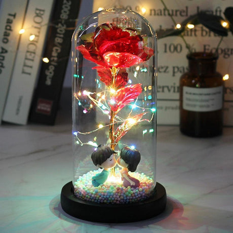 LED Glass Dome LED Enchanted Galaxy Rose with Fairy Lights in Dome-AE-Svetila.eu