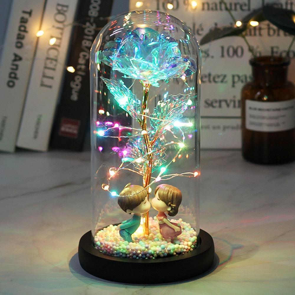 LED Glass Dome LED Enchanted Galaxy Rose with Fairy Lights in Dome-AE-Svetila.eu