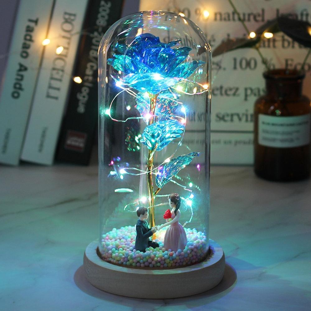 LED Glass Dome LED Enchanted Galaxy Rose with Fairy Lights in Dome-AE-Svetila.eu