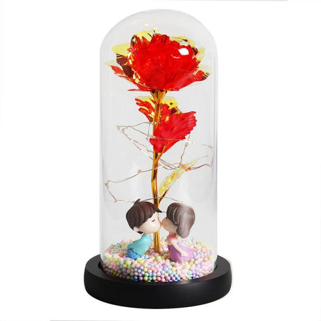 LED Glass Dome LED Enchanted Galaxy Rose with Fairy Lights in Dome-AE-Svetila.eu