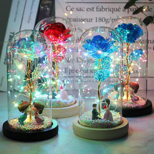 LED Glass Dome LED Enchanted Galaxy Rose with Fairy Lights in Dome-AE-Svetila.eu